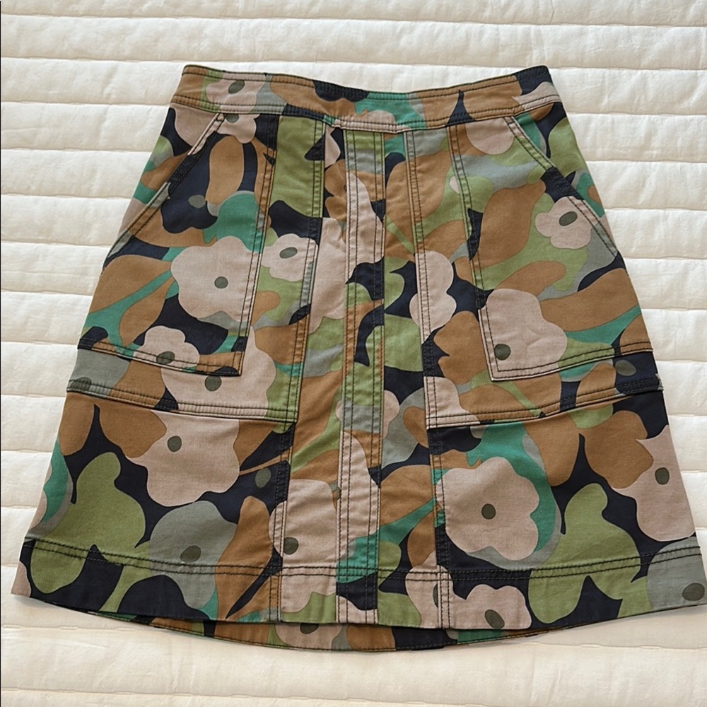 CAbi Green and Brown Cargo A-line Mini Skirt